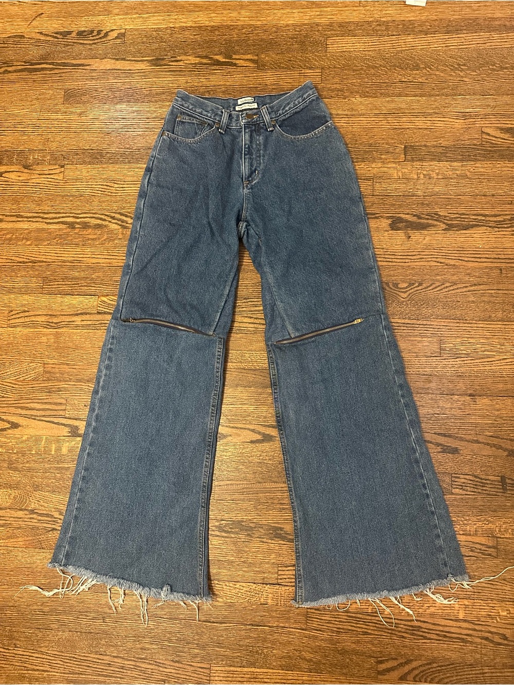 Women's Blue Wide-Leg Zip-Knee Jeans L L Bean